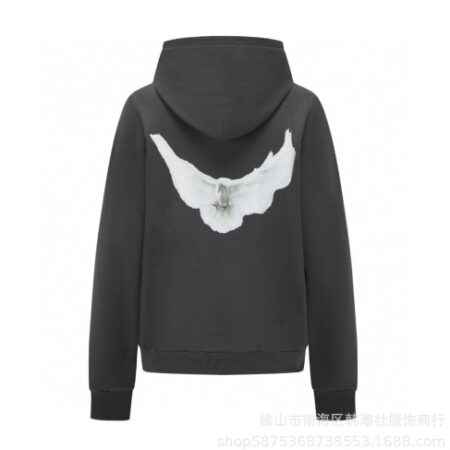 Premium Quality Dove Printed Carbon Grey Hoodie For Men