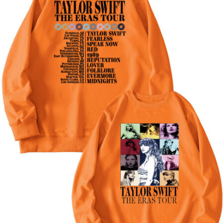 Women Face Pop Singer Fans Female Orange Sweatshirt