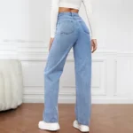 Women’s High Waist Stretch Denim Vintage Straight Blue Jeans 1