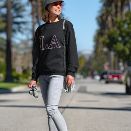 Womens LA Gradient Crewneck Black Sweatshirt