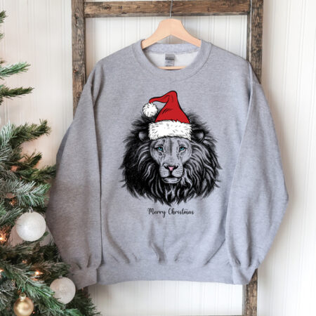 Lion Christmas Unisex Grey Sweatshirt