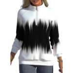 Gradual Color Printed Casual Men Women White Black Sweatshirt