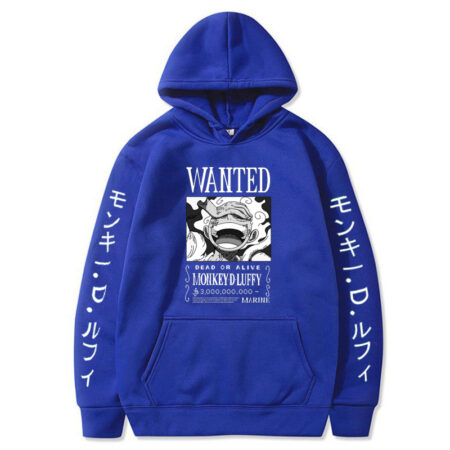 Men-Women's Wanted Anime Trend Graphic Blue Hoodie