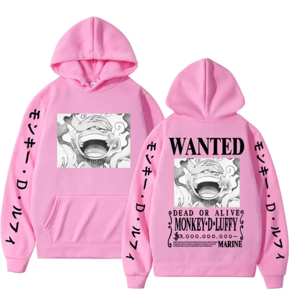 Men-Women's Wanted Anime Trend Graphic Pink Hoodie