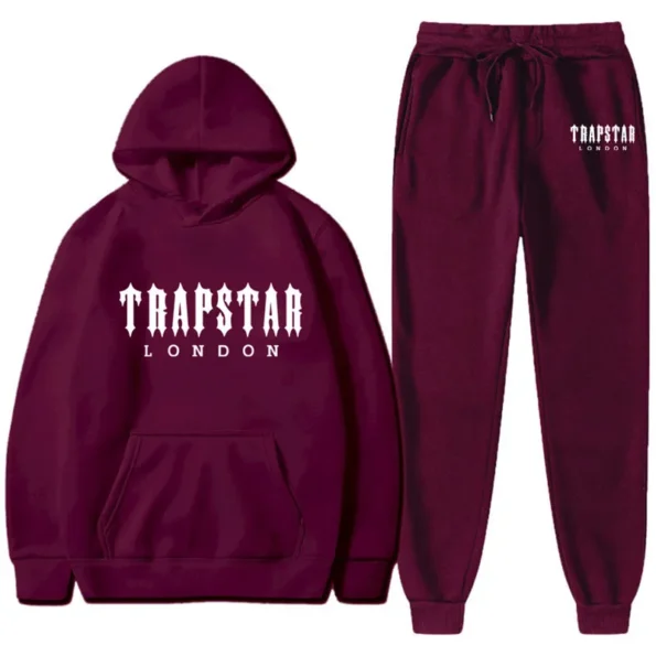 Men's Full Set Trapstar Quality-full Maroon Tracksuit