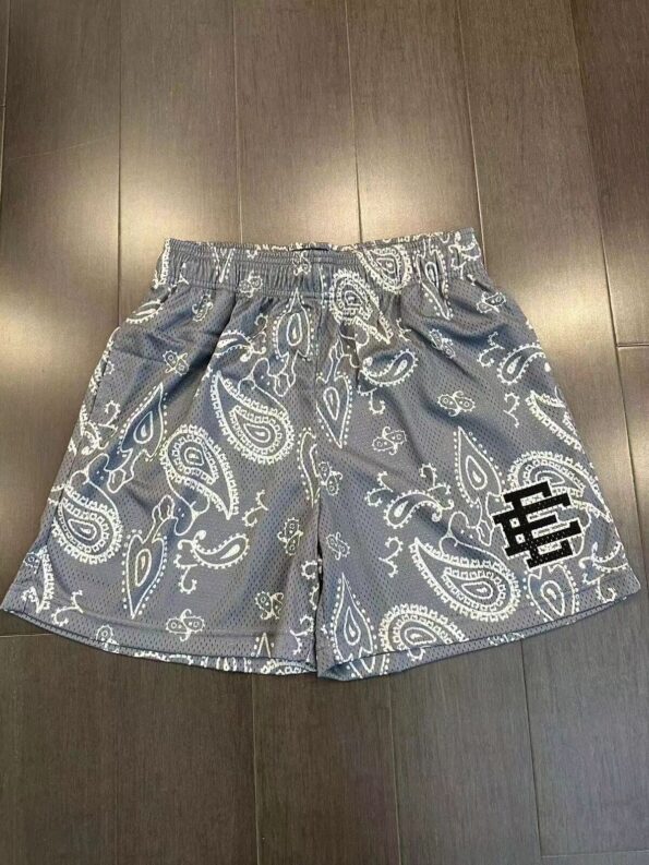 Men's Mesh Print Casual Basketball Grey Shorts