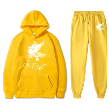 Men's Women's Full Sets Casual Sports Suits Oversized Yellow Tracksuits